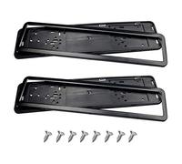 2x Black License Plate Holder Stainless Steel Fits Any Standard Uk Or Eu License Plate Number Plate Holder Frame, Appearance Universal Surrounds Car Registration License Plate Holder (Black, 2PC)