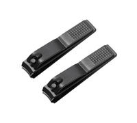 2X Black Nail Clippers Stainless Steel Super Nails and Toenails Manicure Tool Flat Nose Nail Clippers S
