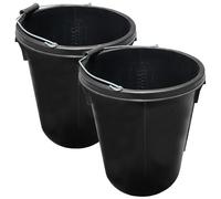 2x Black Plasterer Bucket Heavy Duty Plasterers Bucket for Mixing Building Plaster and Holding Water - 25 Litre