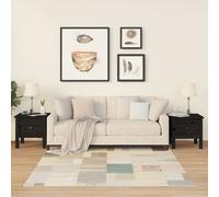 2x Black Side Tables Solid Pine Wood 40x40x39cm with Drawer Living Room Pair