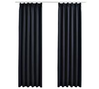 vidaXL 2x Blackout Curtains with Hooks Black 225cm Blind Window Drape Covering