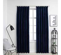vidaXL Blackout Curtains 2 pcs with Hooks Velvet Black 140x175 cm UK HOT