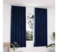 vidaXL Blackout Curtains 2 pcs with Hooks Velvet Dark Blue 140x175 cm