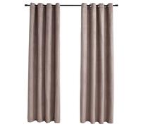 vidaXL 2x Blackout Curtains with Metal Rings Grey 140x175cm Blind Drapery