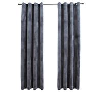 vidaXL 2x Blackout Curtains with Metal Rings Velvet Beige 140x175cm Blind