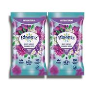 2x Blōōmz | Antibacterial Multi Surface Cleaning Wipes - Twilight Oasis Fragrance | 99.9% Bacteria Kill Rate | Intense Floral Scent | 100 Biodegradable Wipes in Each | 200 Wipes in Total