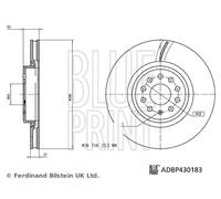 2X Blue Print ADBP430183 Front Brake Disc Vented 340mm Fits Audi Cupra Skoda VW