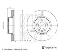 2X Blue Print ADBP430196 Front Brake Disc Vented 332mm Fits VW Grand California
