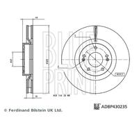 2X Blue Print ADBP430235 Front Brake Disc Vented 325mm Fits Hyundai Kia Santa Fe