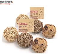 2X BOREDOM BREAKER TRIO OF FUN BALLS NATURAL RABBIT GUINEA PIG PLAY CHEW TOY