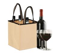 2x Bottle carrier Wine Crate Portable Bottle Tote Beverage Carrier Beige
