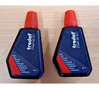 2x BOTTLES (2x28ml) TRODAT RED REFILL ENDORSING INK FOR STAMP PADS 7011