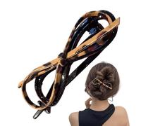 2X Bow Twist Hairpin | Creative Hollow Leather Duckbill Clip, Leopard Hair Clips, Cool Ponytail Holder, Stylish Sweet Straight Clip Hair For Women Girls
