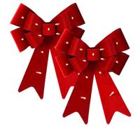 (2x bows) 30cm Decorative Hanging Tree Top Topper Light Red Bow with Battery LED Lights