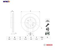 2x BRAKE DISC 0 986 479 E98 FOR HYUNDAI i20/III/Hatchback/Van/ACTIVE BAYON 1.1L