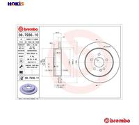 BREMBO 2x Brake Discs Solid Rear Axle Fits Mercedes-Benz M-Class 08.7936.11