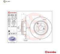 Brembo Brake Disc 08.8554.21 - Solid Rear Axle 354mm Pair - Fits Land Rover Range Rover