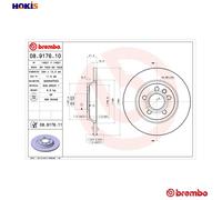 2x BRAKE DISC 08.9176.11 FOR VW CARAVELLE/IV/Bus/TRANSPORTER/Mk/EUROVAN SEAT