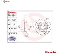 2x BRAKE DISC 08.9488.1X FOR SKODA SUPERB/II OCTAVIA/Combi LAURA VW GOLF/PLUS