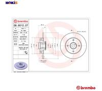 2x BRAKE DISC 08.9512.27 FOR PEUGEOT 207/207+ 307/Break/SW CITROEN KFT 1.4L 4cyl