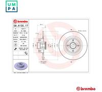 Brake disc BREMBO 08.A135.17 for RENAULT SCENIC II (JM0/1_) 1.6 2003-2006