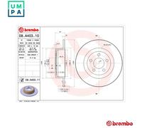 2x BRAKE DISC 08.A403.11 FOR CHRYSLER EER 2.7L ERB 3.6L EHD 3.0L EXF/EXL 6cyl
