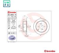 2x BRAKE DISC 08.A602.11 FOR HYUNDAI ACCENT/III/IV GETZ/PRIME i20 AVEGA VERNA