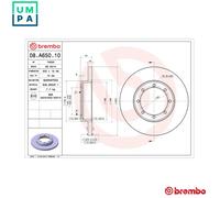 Brembo Brake Disc 08.A650.10 - Fits Renault Master, Vauxhall Movano, Nissan NV400 RWD