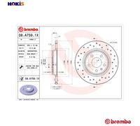 2x BRAKE DISC 08.A759.1X FOR AUDI A4/S4/Allroad A5/S5/Convertible/Sportback 2.0L
