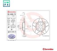 2x BRAKE DISC 09.4939.75 FOR PEUGEOT FIAT BRAVO/II STILO/Multi/Wagon IDEA 1.4L