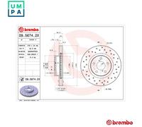 2x Brake Discs Vented Grooved Front 276mm 09.5674.2X Brembo 26300AE00A