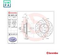 2x Brake Discs Vented Grooved Front 276mm 09.5674.2X Brembo 26300AE00A