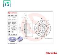 2x BRAKE DISC 09.5843.3X FOR OPEL A 13 DTC/Z 13 DTJ 1.2L 4cyl CORSA D