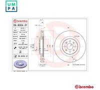 2x BRAKE DISC 09.8004.31 FOR ABARTH GRANDE/PUNTO 955A8/199A8.000 1.4L 4cyl PUNTO