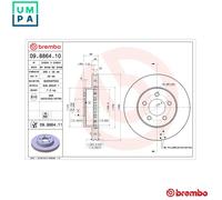 2x BRAKE DISC 09.8864.11 FOR JEEP CHEROKEE/LIBERTY R 425 DOHC 2.5L ENR 2.8L 4cyl