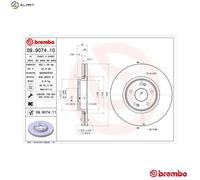 BREMBO Brake Disc Vented Front Axle Braking Fits Renault Laguna 09.9074.11