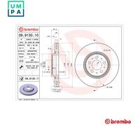 2x BRAKE DISC 09.9130.11 FOR VOLVO S80 S60 XC70/CROSS/COUNTRY/SUV V70/Mk/II 2.0L