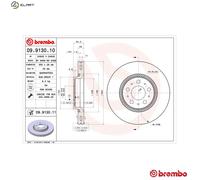 Brake disc BREMBO 09.9130.11 for VOLVO S80 I (184) 2.0 1999-2006