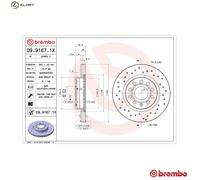 BREMBO Brake disc perforated/vented 09.9167.1X Brake rotor,Brake discs VW,AUDI,SKODA,Golf V Schrägheck (1K1),Golf VII Schrägheck (5G1, BQ1, BE1, BE2)