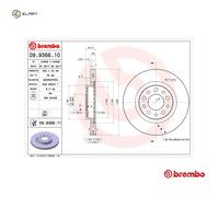 09.9366.11 Rear Brake Discs 2 Pieces Pair 292mm Diameter Vented Braking Brembo