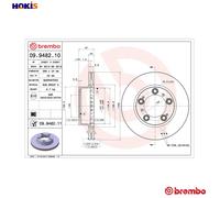 2x BRAKE DISC 09.9482.11 FOR PORSCHE M96.23/22 2.7L 6cyl BOXSTER
