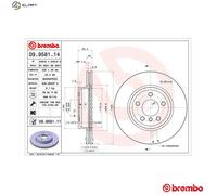 2x Brake disc internally vented 09.9581.11 BREMBO for BMW X3