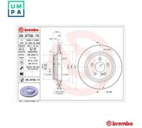 2x BRAKE DISC 09.9738.11 FOR MERCEDES-BENZ M 112.975 3.7L 6cyl S-CLASS 5.0L 8cyl