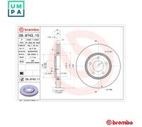 2x BRAKE DISC 09.9743.11 FOR DODGE CHRYSLER GRAND/VOYAGER/IV TOWN/&/COUNTRY 2.4L
