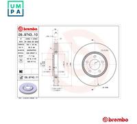 2x BRAKE DISC 09.9743.11 FOR DODGE CHRYSLER GRAND/VOYAGER/IV TOWN/&/COUNTRY 2.4L