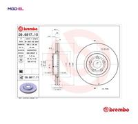 09.9817.11 Front Brake Discs 2 Pieces Pair 295mm Diameter Vented Braking Brembo