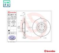 Brembo Brake Disc 09.9817.11 - Internally Vented Front Axle - For Toyota Avensis