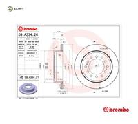 2x BREMBO 09.A334.21 Brake Disc Rear Internally Vented Braking Fits Toyota