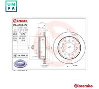 BREMBO Brake disc TOYOTA,LEXUS 09.A334.21 4243160311,424310K230,4243160311 Brake rotor,Brake discs,Brake rotors 4243160311