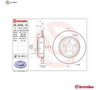 2x Brake disc internally vented 09.A405.11 BREMBO for CHRYSLER DODGE LANCIA